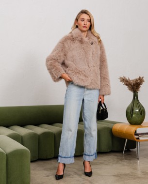 Шуба вовна бежевий