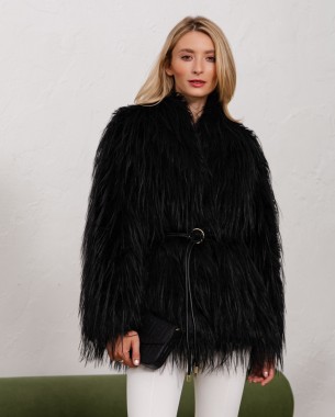 Шуба вовна чорний