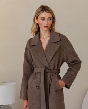 Пальто альпака коричневий