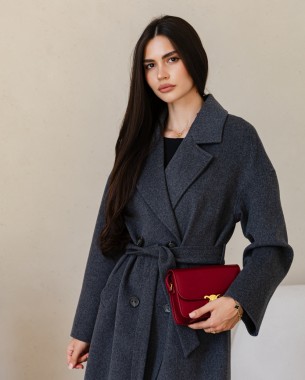 Пальто альпака сірий