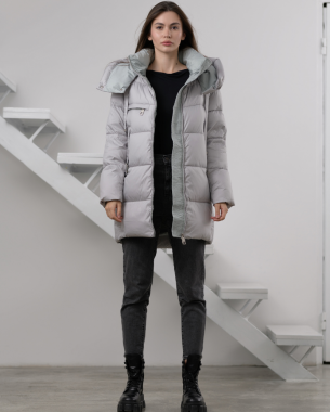 Пуховик зимовий нейлон (сірий)