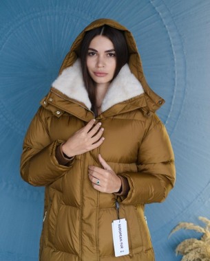 Пуховик нейлон коричневый