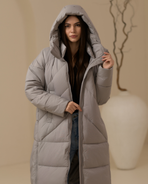 Пуховик нейлон бежевий