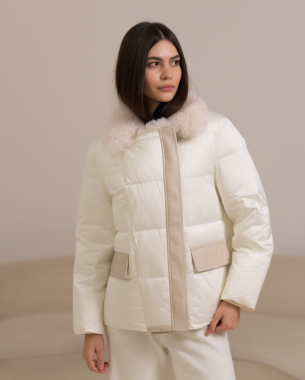 Пуховик нейлон білий