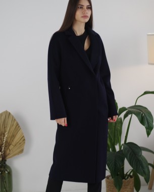 Пальто женское шерстяное (синее)