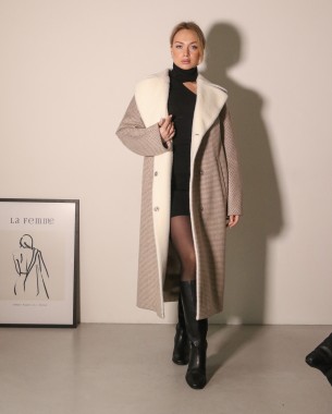 Пальто жіноче вовняне демісезонне (бежеве)