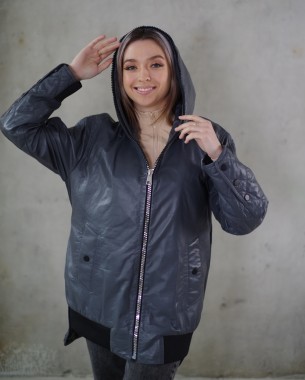 Подовжена куртка жіноча весна-осінь (сіра)