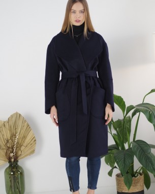 Пальто жіноче кашемір (синє)