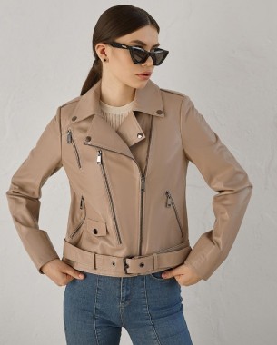 Жіноча шкіряна косуха (бежева)