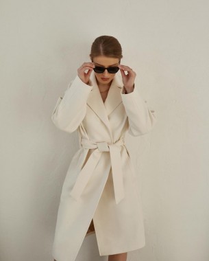 Жіноче пальто вовняне (біле)