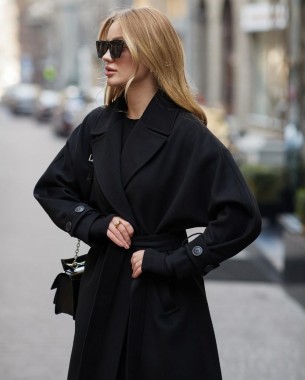 Пальто із кашеміру жіноче (чорне)