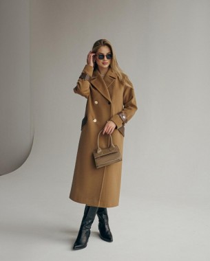 Жіноче кашемірове пальто подовжене (коричневе)