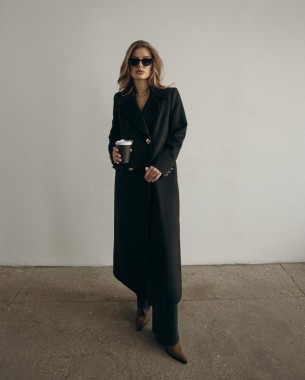 Женское стильное кашемировое пальто (черное)