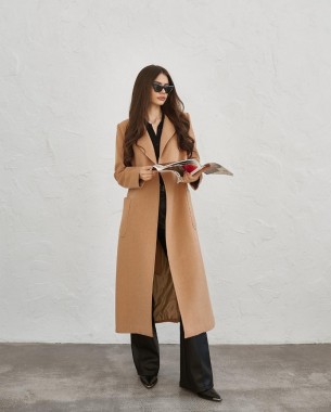 Жіноче пальто із кашеміру одностороннє (бежеве)